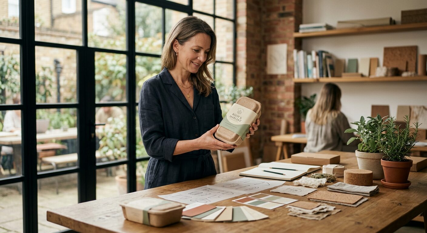 Packaging premium éco-responsable conçu par HC Agence 360°, design durable pour PMI/PME